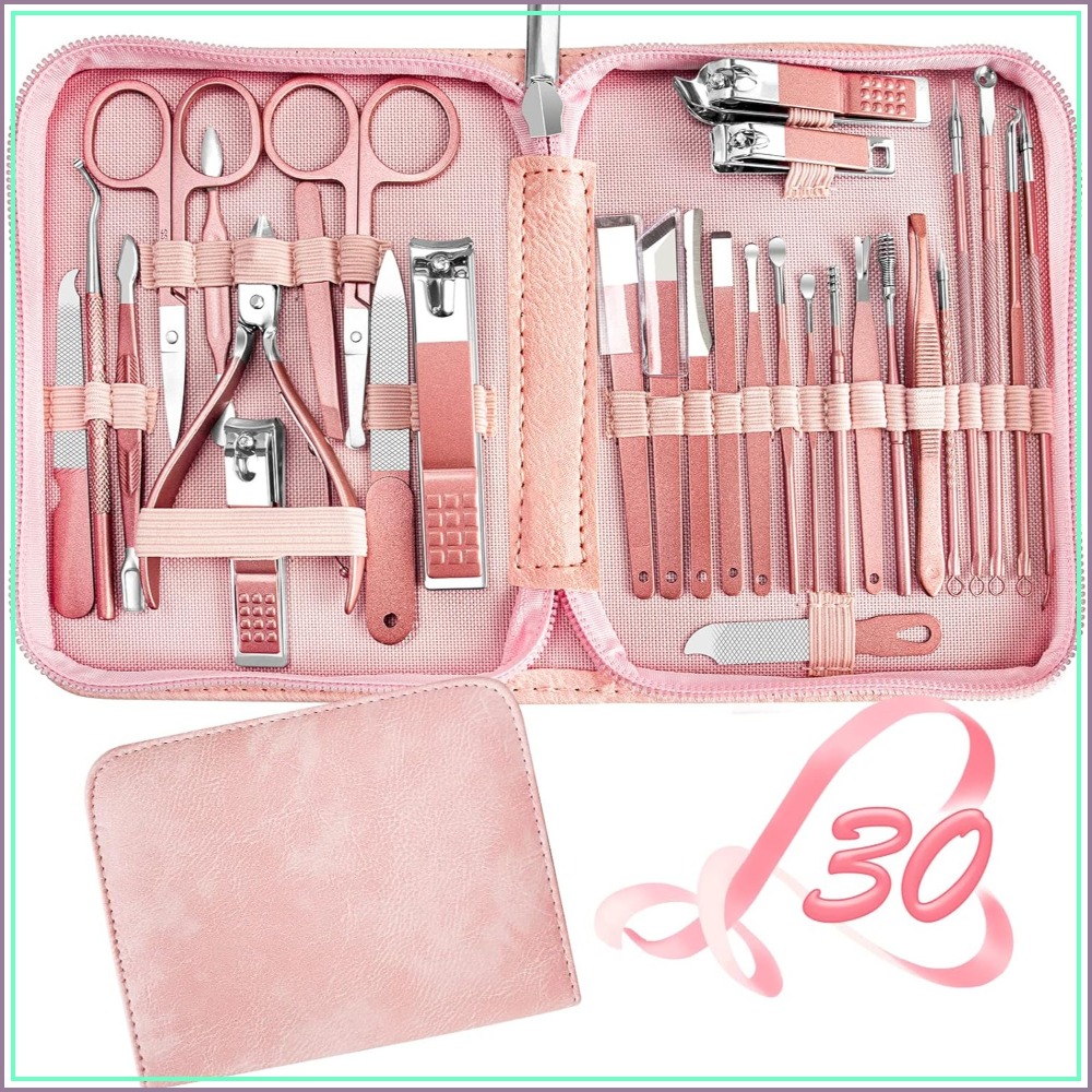 Mens Grooming Kit Case - 30-in-1 Professional Manicure Set - Complete