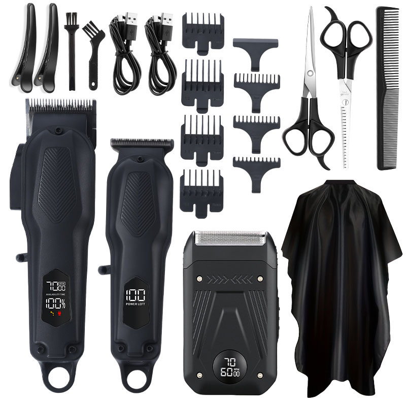 Men'S Grooming Haircut - 3PCS LCD Screen Hair Clipper Set
