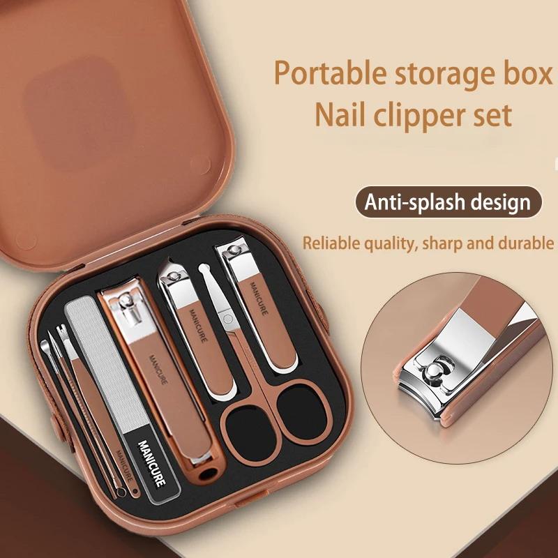 Mens Grooming Kit Case - Nail Care Kit Anti-Splatter Manicure Set